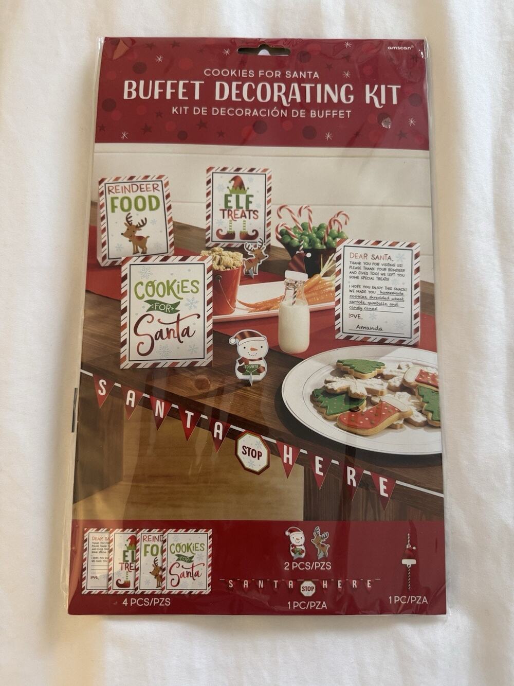 New Amscan Santa Shop Bufffet Decorating Kit Cookies 4-piece Christmas